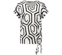 GERRY WEBER Collection - Gemustertes Kurzarmshirt mit Knotendetail beige/weiß - Gr. - 36