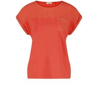 GERRY WEBER Collection - Kurzarmshirt mit Material-Patch und Ziersteinchen rot - Gr. - 38