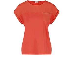GERRY WEBER Collection - Kurzarmshirt mit Material-Patch und Ziersteinchen rot - Gr. - 38