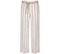 Gerry Weber Damen 7/8 Hose mit Bindegürtel gestreift 7/8 Länge, leicht verkürztes Bein Ecru/Weiss/Braun Streifen 44