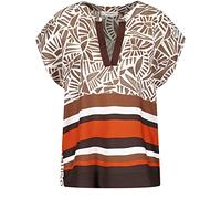 Gerry Weber Damen Bluse mit Patchmuster EcoVero Kurzarm, überschnittene Schultern Bluse Kurzarm Halbarmbluse Gemustert, gepatched Braun/Rot/Orange Druck 36