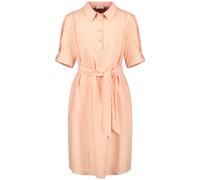 Gerry Weber Damen Blusenkleid mit Taillenband und Leinenanteil halber Arm, Manschetten unifarben knieumspielend Apricot Crush 48