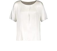 Gerry Weber Damen Blusenshirt mit gelegter Falte am Ausschnitt Kurzarm, überschnittene Schultern unifarben Off-White 36