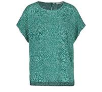 Gerry Weber Damen Blusenshirt mit Minimaldots EcoVero Kurzarm, überschnittene Schultern Gemustert Grün/Ecru/Weiss Druck 40