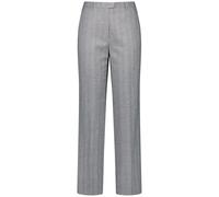 Gerry Weber Damen Elegante Stoffhose mit Nadelstreifen kariert, gestreift, unifarben reguläre Länge Grau Schwarz Fischgrat 44