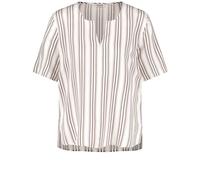 Gerry Weber Damen Fließendes Blusenshirt halber Arm gestreift Ecru/Weiss/Braun Streifen 48