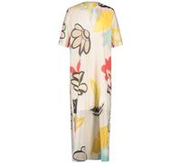 Gerry Weber Damen Fließendes Kleid mit Blumenprint Kurzarm floral, Gemustert lang Ecru/Weiss/Gelb Druck 36