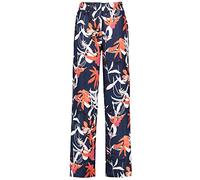 Gerry Weber Damen Gemusterte Leinenhose mit weitem Bein floral, Gemustert reguläre Länge Blau/Rot/Orange Druck 46