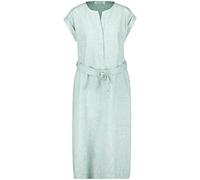 Gerry Weber Damen Kleid aus Baumwolle Leinen Kurzarm Melange wadenlang Grün/Ecru/Weiss Gemustert 46