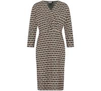 Gerry Weber Damen Kleid mit Wickeloptik und Kettendessin 3/4 Arm Gemustert kurz Schwarz/Ecru/Weiss Druck 42