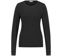 Gerry Weber Damen Langarmpullover aus nachhaltigem Feinstrick Langarm, mit Schlitz unifarben, Melange Schwarz 42