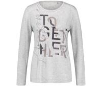 Gerry Weber Damen Langarmshirt Langarm unifarben, Melange, Frontprint foil/hotfix Print Greymelange 44