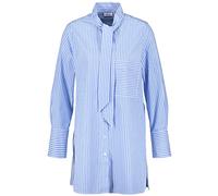 Gerry Weber Damen Longbluse mit Schleifenkragen Langarm, Manschetten gestreift Blau/Ecru/Weiss Streifen 34