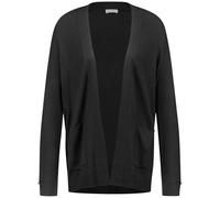 Gerry Weber Damen Offener Cardigan aus Feinstrick Raglanarm, Langarm, breite Rippenbündchen, mit Schlitz unifarben, Melange Schwarz 40
