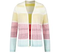 Gerry Weber Damen Offener Cardigan mit Colourblocking Langarm, breite Rippenbündchen gestreift Gelb/Rot/Orange Ringel 38