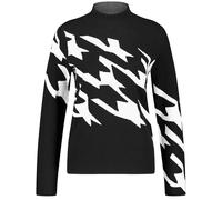 Gerry Weber Damen Pullover in Jacquard-Strick Langarm Gemustert, kariert Black/Ecru Houndstooth JCD 44