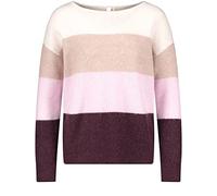 Gerry Weber Damen Pullover mit Blockstreifen Langarm Pullover Langarm Rundhals Pullover gestreift Lila/Pink/Ecru/Weiss Ringel 44