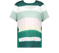 Gerry Weber Damen Shirt mit gestreiftem Vorderteil halber Arm, Raglanarm gestreift Grün/Lila/Pink Ringel 38