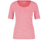 GERRY WEBER Edition - Geringeltes T-Shirt aus Baumwolle rot/orange/ecru/weiss ringel - Gr. - 42