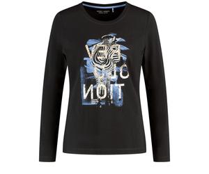 GERRY WEBER Edition - Langarmshirt mit Animal-Frontprint schwarz - Gr. - 44