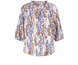 GERRY WEBER Edition - Leinenbluse mit Rüschenkragen ecru/weiss/rot/orange druck - Gr. - 36