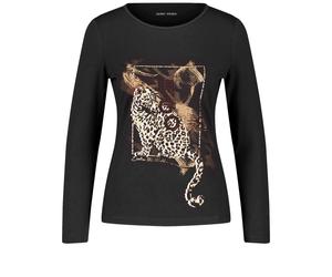 GERRY WEBER Edition - Nachhaltiges Langarmshirt mit Frontprint schwarz - Gr. - 36