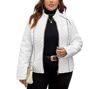 Geschallino Damen Leicht Steppjacke Große Größen Steppmantel Kurz übergangsjacke Wintermantel 087Plus Weiß 5XL