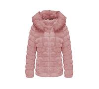 Geschallino Damen Wende jacke Kunstfelljacke Steppmantel Gepolsterter Kurz Wintermantel mit Kapuze 19225 Rosa M