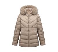 Geschallino Damen Wintermäntel Große Größen Puffer Jacke Thicken Quilted Hooded Outerwear G23-13BPLUS Coffee 3XL