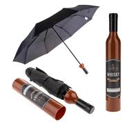 Geschenkartikel Taschen-Regenschirm - als Whiskyflasche braun/schwarz 90cm