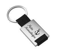 Geschenke 24 | Schlüsselanhänger mit Gravur Heimathafen (Schwarz - VS&RS) | personalisiert mit Wunschname | Autozubehör maritimes Design | Vatertagsgeschenk | kleine Aufmerksamkeit