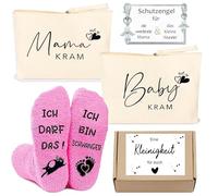 Geschenke Für Werdende Mutter Schutzengel Schlüsselanhänger,Schwangerschaft Rosa Socken,Schwangere Mutter Beutel mit Reißverschluss Babyparty Geschenke für Mama
