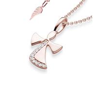 Geschenke zur Einschulung Mädchen | Schutzengel Kette Rosegold (Silber 925 vergoldet) Engel-Anhänger Halskette | Geschenk Schulanfang Schultüte Inhalt Füllung Schulkind | Kinderschmuck Kinderkette