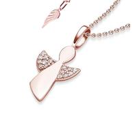 Geschenke zur Einschulung Mädchen | Schutzengel Kette Rosegold (Silber 925 vergoldet) Engel-Anhänger Halskette | Geschenk Schulanfang Schultüte Inhalt Füllung Schulkind | Kinderschmuck Kinderkette