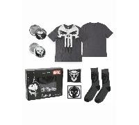 Geschenkset Marvel - Punisher (T-Shirt, Ansteckpins, Aufnäher, Socken) (Größe L)