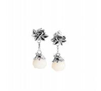 Geschnitzte Lotus Perlen Hotan Jade Lotus Silber Ohrringe S925 Silber Schmuck Ohrringe, KEDDJI, Ohrstecker