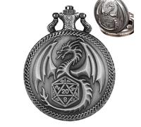 Geschnitztes Drachen-Taschenuhr-Gehäuse, antikes Design, Taschenuhr-Gehäuse mit Taillenkette, Rollenspiel-Zubehör, mechanische Vintage-Taschenuhr-Gehäuse für Damen und Herren