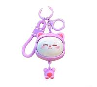 Gesichtsverändernde rotierende Katze Schlüsselanhänger mit Cartoon-Stil, Taschenanhänger für Schlüssel und Rucksäcke, starkes Kunststoffmaterial für den täglichen Gebrauch (lila Katze)