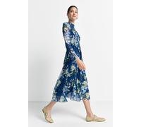 Gesmoktes Midikleid mit Rüschenkragen XL urban lime