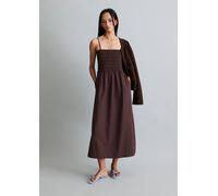 Midikleid MARC O'POLO DENIM "aus Papertouch-Popeline", Damen, Gr. XXL, Normalgrößen, ohne Ärmel, burnt aubergine, Obermaterial: 100% Baumwolle, unifarben, slim fit wadenlang, Kleider Midikleid (404647