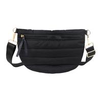 Gesteppte Crossbody-Tasche für Damen, Puffer-Bauchtasche, Schultertasche, geschwollener Brustgürtel, Hüfttasche, Umhängetasche für Damen, Schwarz, 12 inches x 8 inches x 0.6 inches