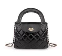 Gesteppte Crossbody-Tragetasche für Damen, kleine Handtasche mit Tragegriff oben, trendige Designer-Handtasche, Umhängetasche, Schwarz, Einheitsgröße