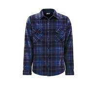 Gesteppte karierte Winterjacke für Männer | Wärmehalter | Langarm-Karohemd | Karomuster - Kobalt / Schwarz L