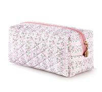 Gesteppte Kosmetiktasche Rosa Blumen, Tragbare Kulturtasche Große Fassungsvermögen Aesthetic für Make-up-Pinsel und Beauty-Utensilien Kosmetiktasche Blumen