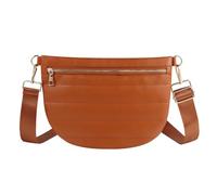 Gesteppte Puffer-Leder-Gürteltasche für Damen, Puffer-Crossbody-Tasche, bauschige Schultertasche, Bauchtasche, Hüfttasche, Brusttasche, Schultertasche für Damen, Braun, 12" x 8"