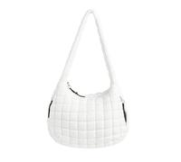 Gesteppte Puffer-Umhängetasche für Frauen mit Polsterung, Schultertasche, Puffy, Hobo-Bag, Trendige Tote Bag, Weiss/opulenter Garten, Large