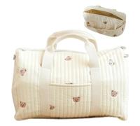 Gesteppte Reisetasche, 18, 9 x 9, 5 x 11 Zoll, gesteppte Weekender-Tasche mit Griff und Riemen, Bärenmuster, niedliche Reisetasche mit Tasche und Reißverschluss für Frauen, Reisen, Krankenhaus, Windel