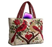 Gesteppte Tasche - Reisetasche mit Vogel-Blumenmuster - gesteppte Handtasche, für Frauen, Reisende, vielbeschäftigte Mütter, Studenten, Pendler, Büro, Freizeit, Einkaufen, Wochenende, Ausflüge, Reisen