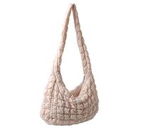 Gesteppte Tragetasche, Baumwolle, gepolstert, Puffer, Umhängetasche, Hobo-Tasche, gepolstert, leicht, große Handtasche für Damen, Pink, 45x31x11cm/17.72x12.20x4.33in, shoulder strap 90cm/35.43in