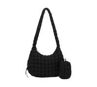 Gesteppte Umhängetasche für Damen, große Kapazität, leicht, stilvoll, Puffer-Crossbody-Tasche mit kleinen Reißverschlüssen, Make-up-Geldbörse, Schwarz